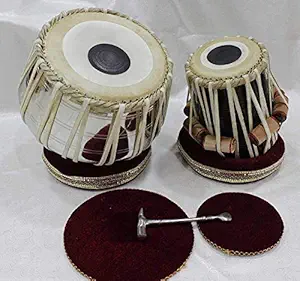 Archi Musicals Tabla Set, Basic Tabla Drums Set, Steel Bayan, Dayan with Hammer, Cushions and Cover - Perfect Tablas for Students and Beginner Tabla Drum (5.25 inch E# scale tabla)