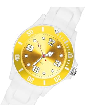 Taffstyle® Sportarmbanduhren - Bunte Sportuhr Silikon Armbanduhr Farbige Krone Farbe: Schwarz oder Weiß, Gehäuse...