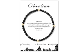 GoPaw 4mm Stretch Armband aus Echten Naturstein Perlen, Armband Heilsteine Damen, Edelstein Armbander Damen Perlenarmband Yoga Armbands für Fraun Mädchen Damen