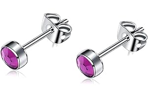 ARTSKIN Orecchini a bottone in titanio G23 per orecchini da donna Orecchini a bottone con zirconi ipoallergenici in cristallo 3mm/4mm/5mm/7mm Orecchini da uomo per orecchie sensibili