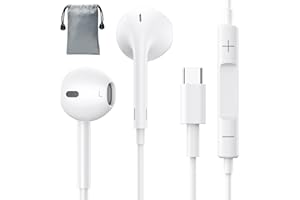 OLKIEQZ Auriculares USB C HiFi Estéreo para iPhone y Samsung，Tipo C Cascos con Cable y Micrófono y Control de Volumen y Aislamiento de Ruido,Compatible con iPhone 15/15 Pro/15 Plus y Samsung S23/iPad Air