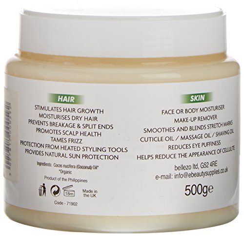 Kaltgepresstes extranatives Kokosöl für die Körper-, Haar-, Nagel- und Gesichtspflege, Coconut Moisturiser 100% organisch 500 ml - 2