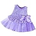 Baby Girls Sleeveless Lace Plain Floral Tutu Dress with Bowknot
