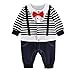 ZOEREA Newborn Infant Toddler Boy Babys Long-sleeved Cotton Gentleman Tuxedo Onesie Romper Jumpsuit Striped Bib Clothes with Red Bowknot