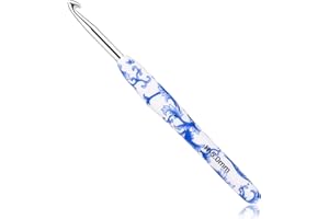 BCMRUN 5 mm(6) Crochet Hook, Ergonomic Handle for Arthritic Hands, Soft Rubber Grip Extra Long Knitting Needles for Beginners and Knitting Crocheting Yarn (5.0mm-6), Blue (China Flower Hooks 07)