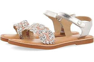 GIOSEPPO Sandali Bianchi di Pelle con Intrecciato Bicolore da Bambina YUTI