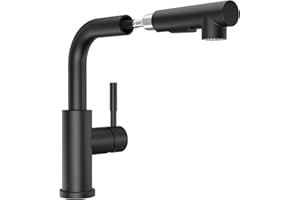 Lonheo Rubinetto Lavello Cucina con Doccetta Estraibile, Miscelatore Cucina Nero con Spruzzatore a 2 Funzioni, Rubinetti Cucina girevole a 360° con Doccetta, Acciaio Inox 304