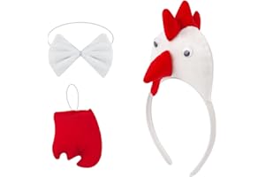 HIXNUG HOYOEY 3pcs Adult Chicken Costume Set Rooster Headband Bowtie Tail Easter Dress up Costume Party Favors