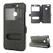 Produktbild HUANNUOBAIHUO-PHONE CASE Ultradünne Handyhülle Einfarbig pu-Leder mit ständer doppelt offenes Fenster seidenmuster schutzhülle Design für Huawei nova Persönlichkeit Handyhülle (Farbe : Schwarz)