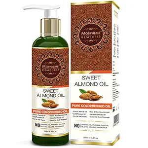 Oriental Botanics Morpheme Remedies Cold Pressed Sweet Almond Oil for Dark Circles, Nourishment, Wrinkles, Pores (Dry Skin) 200ml