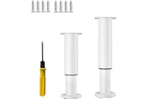 NCRGB 2PCS Patas Pies Ajustables Pata de MeAjustable,Regulables con 16 Kit Destornillador y Tornillos,para Armarios Mesillas de Noche Camas Escritorios Cómoda Estantería (Blanco, 12-18 cm)
