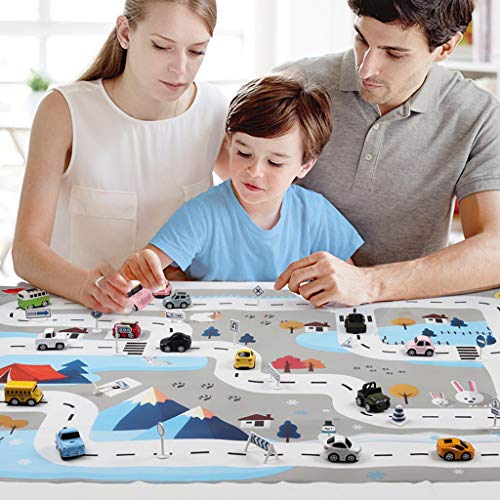Preisvergleich Produktbild HSKB Kinder Spielmatte, Faltbarer Truck Verkehrszeichen Straßenverkehr Kindermatte Bunt Teppichmatte Kinder Puzzlematte Spielmatte Spielstraße für Auto (130 x 100 cm)