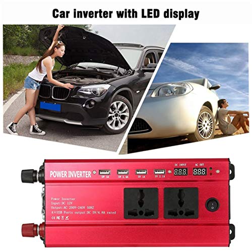 LoveOlvido Power Inverter, Transformer Car Charger, Lighter Adapter, Portable 1200W Power Car Vehicle Inverter with LCD Display 12V To 220V Automotive Converter Power Supply with 4 USB Ports