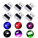  WENTS - Lámpara de Techo para Coche, USB, 6 Unidades, Universal, Mini USB, LED, inalámbrica, para Interior de Coche (6 Colores)