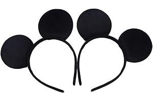 HENBRANDT 2 Pieces of Black Mouse Ears for Adults/Children Fancy Dress Costume Head Band Accessory Party Decoration Gift - Pack of 2 (BLACK)