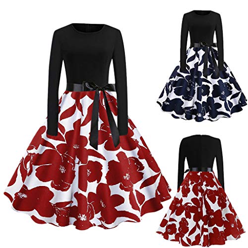 Gunstig Felicove Vintage Flare Kleid Frau Weihnachten Abendkleider - felicove vintage flare kleid frau weihnachten abendkleider damen kurze armel ballonkleid katzen musikalische notizen drucken