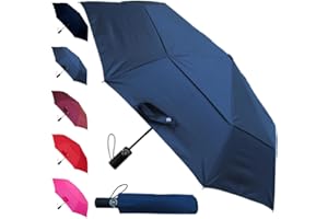 COLLAR AND CUFFS LONDON 50MPH StormDefender Compact Windproof Strong Umbrella - Small Compact Umbrella - Vented Canopy - Folding Foldable Best for Auto Open and Close - Reinforced Fiberglass Frame