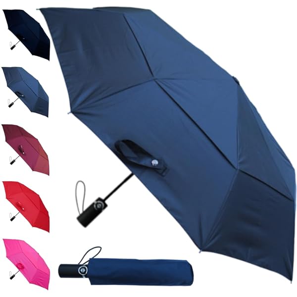 Parapluie Canne Solide 95KPH Collar And Cuffs London - Résistant Vent Fort Automatique Grande Taille Noir