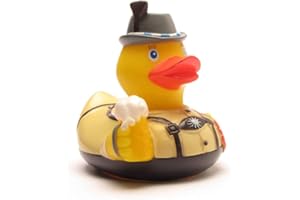 DUCKSHOP Kaczka kąpielowa Bayer z preclem I piszcząca kaczka na Oktoberfest I L: 7,5 cm I prezent dla Bayern
