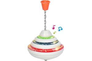 XUEQI Push Down Spinning Top Toy with LED and Music Peg-top Hand Spinning Gyro Toy Gift for Kids