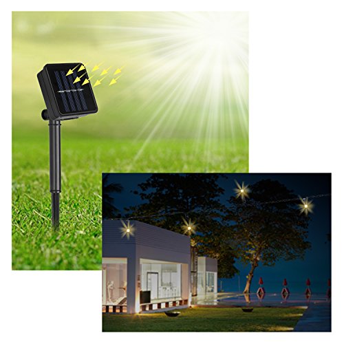 Denknova® 50er Solar LED Lichter Lichterkette Wasserdicht für Festival Garten Deko (warmweiß) - 2