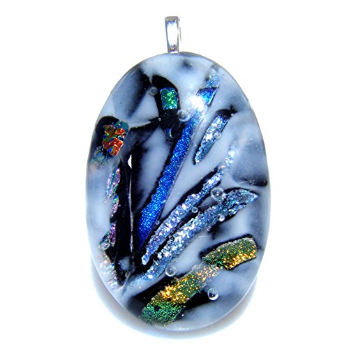 Feel Good Gold Colgantes Collar de Cristal dicroico Hecho a Mano. Ovalado bajo el Agua 5cm x 3cm