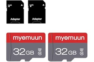 MYEMUUN Two Memory Cards TF Card 32GB with Adapter, C10 U3 UHS-1 A1, for Camera/Smartphone/Drone/Dash Cam/Action Cam (2 x 32GB)