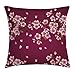 Produktbild Maroon Throw Pillow Cushion Cover by Ambesonne, Japanese Sakura Tree Branches in Full Blossom Scattered Petals Asian Spring, Decorative Square Accent Pillow Case, 18 X 18 Inches, Pink Maroon Green