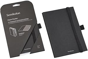 ‎SEMIKOLON Semikolon 370986 Notebook Pocket 3-in-1 - Falttasche für Notizbuch A5 - mit Gummiverschluss und Stiftschlaufe - Schwarz