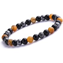 Bracelet Perles Fait Main Oeil De Tigre Violet Et Hématite - Taille Sur Mesure Pour Homme/Femme