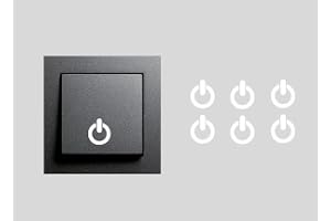 Verkauflade by Chr/Su Power Symbol - Vit, 10mm, Vinyl, Matt, Dekal, Strömbrytarsymbol, 6 St, Slå På/Låsa Av, Släta Ytor, Utomhus, Funktionell, Elektrik