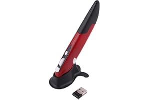 cigemay Stylo de Souris Optique sans Fil 2,4 GHz, Mini Souris Air Plug & Play écriture Manuscrite USB Souris réglable 500/1000 DPI pour Ordinateur Portable/Ordinateur/PC/Tablette(Rouge)
