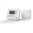 Center RF Wireless 7-Day 5/2 Day Programmable Room Thermostat White - Boiler Plus Compliant - Minimalistic and Modern design - Battery powered