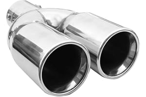 CARJOY Universale 6429 Doppio Tubo Punta Di Scarico Coda Dell'auto Sport Silenziatore In Acciaio Inossidabile Cromato
