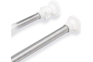 MERCURY TEXTIL – Barra extensible para ropero y cortina de ducha, sin taladros ni tornillos. (110-200CM PLATA)