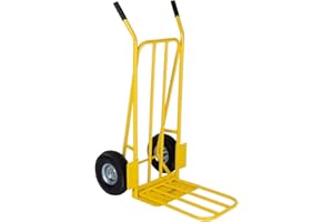 CHARLES BENTLEY BULLDOZER PRO Heavy Duty Sack Truck, Folding Platform Trolley, Pneumatic Tyres Sack Barrow, Durable Steel Frame, Rubber Handle Grips, Domestic & Commercial Use, 270kg Capacity, Yellow (112x56.5x47cm)