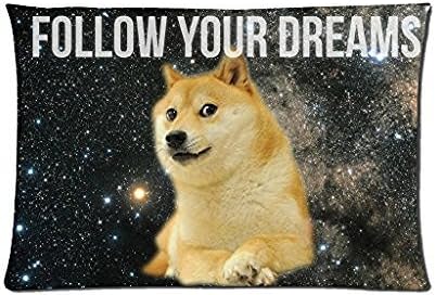 Custom Fashionmodern Space Doge Follow Your Dreams Zippered Pillowcase Pillow Cases Cover 20X30 (Two Sides) Standard Size