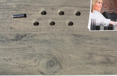 Magnet-Tafel/Board in Holz-Optik: Eiche „Grau“, Pinnwand aus Vinyl mit Stahl-Rückseite, 100cm x 22,5cm - 4