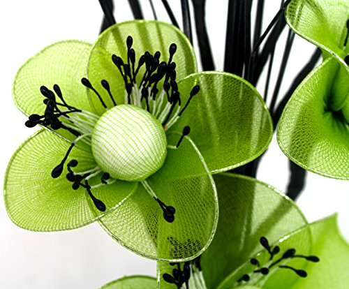 Flourish Vase mit Nylon-Blume, 32 cm, Limettengrün/Erbsengrün - 3