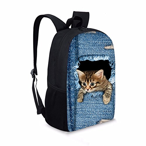 Coloranimal Cute Blue Denim School Bags for Girls Children Cat Backpacks Coloranimal Cute Blue Denim School Bags for Girls Children Cat Backpacks