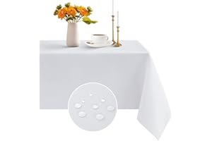 Romanstile Tovaglia Natalizia antimacchia 240x140 bianca Rettangolare Tovaglie Copri Tavolo Elegante per Occasioni Natale Feste Giardino Esterno Compleanno Capodanno Idrorepellente 8-10 Posti