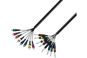 Adam Hall Cables 3 STAR L8 PC 0300 - Câble Multipaire 8 x Jack 6,35 mm mono vers 8 x RCA mâle 3 m
