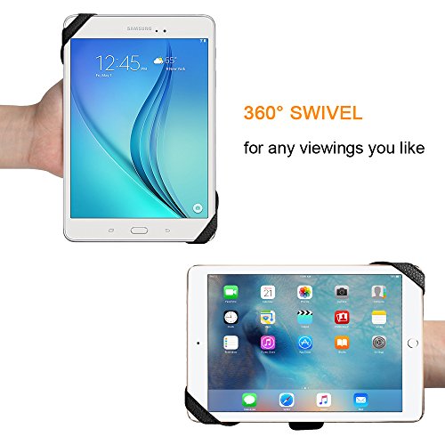 Universal Tablet Handschlaufen Halter, Fintie 360 Grad Drehung Kunstleder Griff mit elastischem Gürtel, sichere Tragbarkeit für alle 7-8 Zoll Tablets (Samsung ipad Lenovo Acer), Schwarz - 4