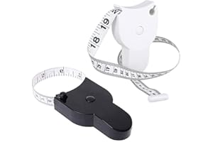 TINKBER 2-pak automatycznych wysuwanych taśm mierniczych, miarka do ciała, samobalansująca miarka ciała, miękka taśma miernicza do pomiaru ciała, talii, bioder, ramion, głowy (czarna + biała)