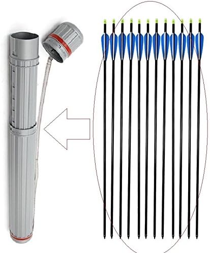 Gray PE Telescopic Arrow Tube Hunting Bag quiver 65cm-105cm use18pcs arrows shaft with Adjustable back strap