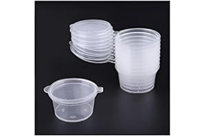 Concept4u Reusable Plastic Pots | Round Plastic Food Containers | Small Sauce Pots with Lids | Sauce Cups Take Away | 1oz (30ml) 50 Pack