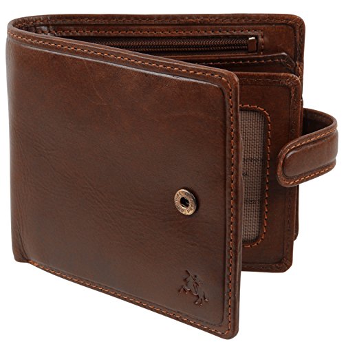 Luchiano ViscontiVisconti. Mens Italian Leather Stylish RFID Protected Tabbed Wallet Tuscany Gift Box-Tan