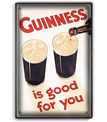 Guinness Pint Gläser Guinness Retro Metallschild - Vintage-Plakette Für Bar, Pub, Man Cave Oder Garage Guinness Werbung Metall