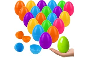 HiFEN® 48Pcs Fillable Plastic Eggs (6cm) Colorful Bulk Eggs for, Party Favors, DIY Decorations Gift for Kids, Play Game Toys