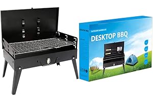 SPRACCUEIL Barbecue en acier inoxydable, portable et pliable au charbon de bois pour pique-nique, jardin, terrasse, camping, voyage (43,9 x 26,9 x 47 cm)